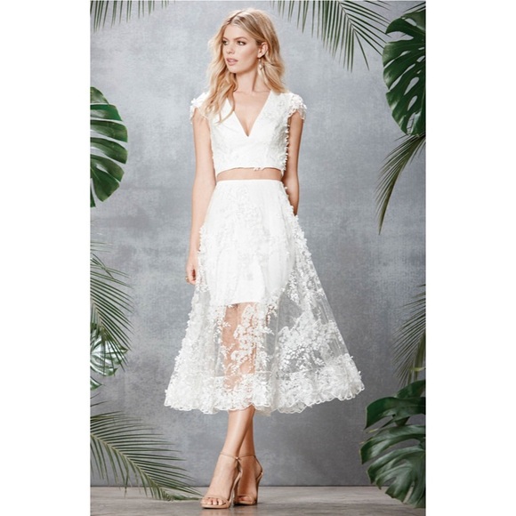 Dress the Population Dresses & Skirts - Dress The Population Women's Juliana Two-Piece White 2 Piece Set Medium New